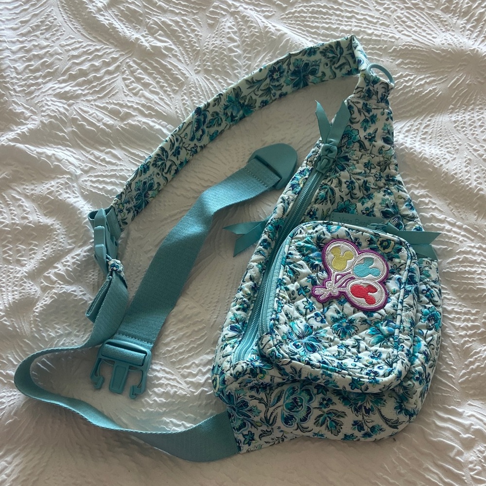 NWOT Vera Bradley Floral Quilted Sling Bag with Disney balloon Embroidery